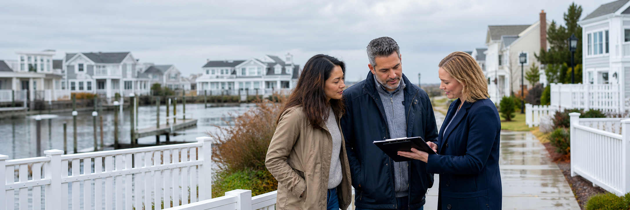 New Jersey homeowners reviewing flood insurance options with an advisor